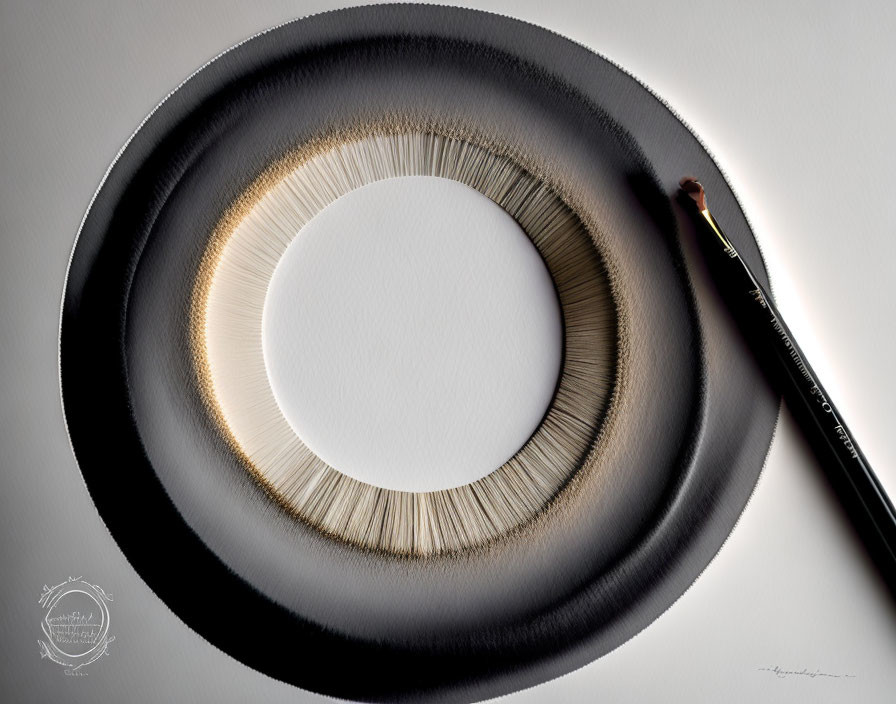 Circular Gold to Black Gradient with Pencil Creating 3D Illusion