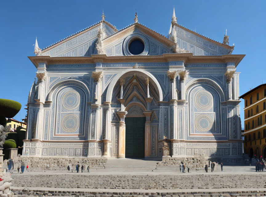 Renaissance-style Cathedral with Intricate Facade and Visitors