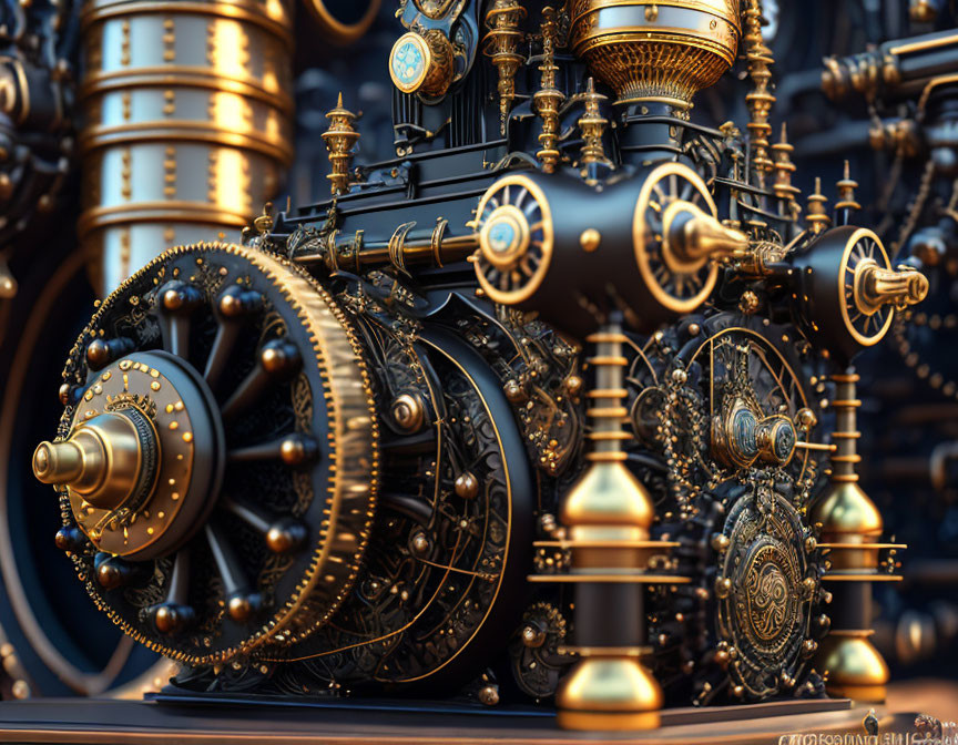 Detailed Steampunk Machinery with Gears, Pipes, and Valves