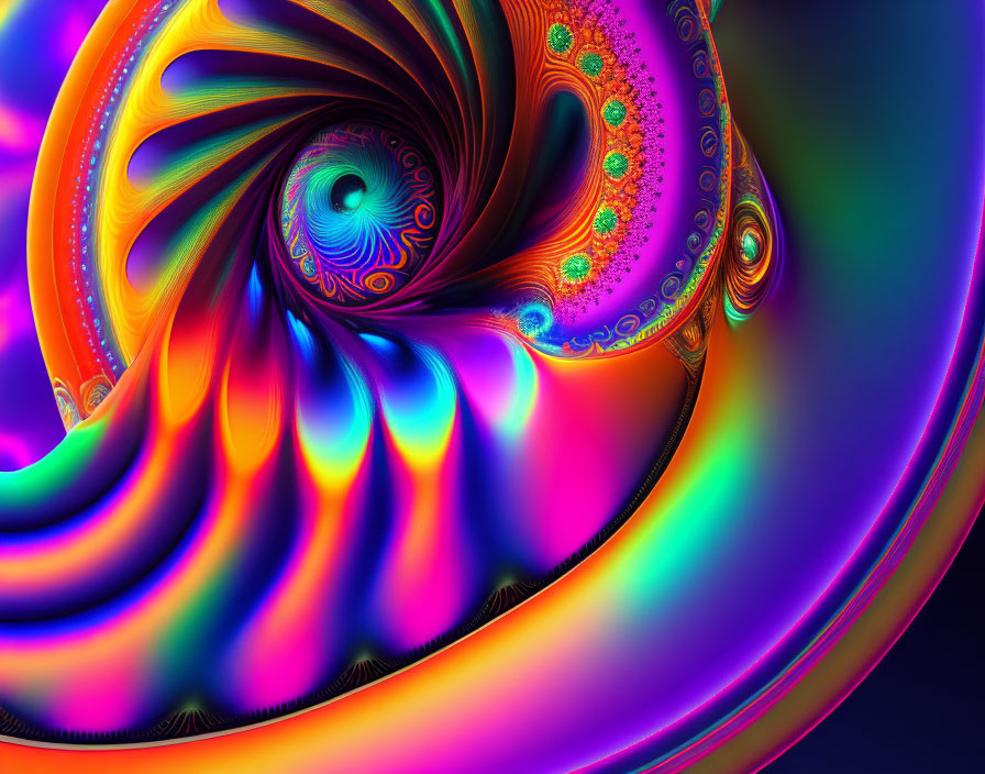 Colorful Fractal Art: Swirling Patterns in Blue, Purple, and Orange