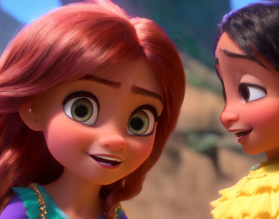 Vibrant animated female characters in expressive gaze.