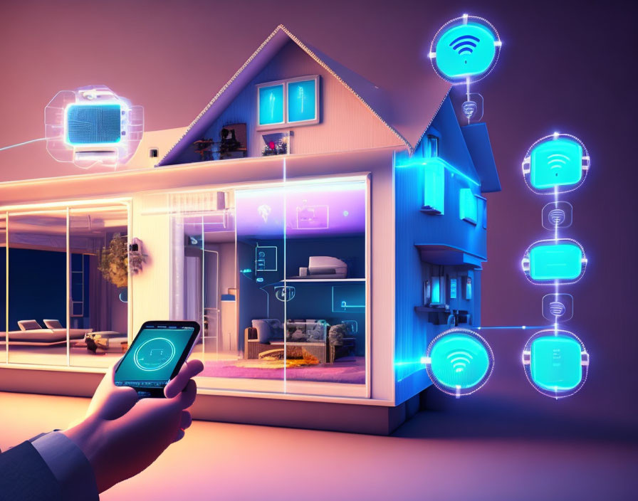 Smart Home Control with Smartphone in Purple Environment