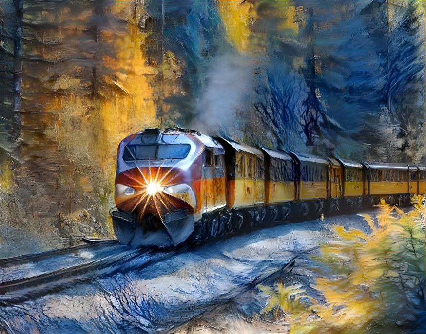  train in the forest