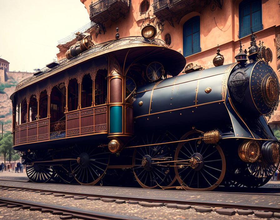 Steampunk-Inspired Locomotive with Ornate Detailing