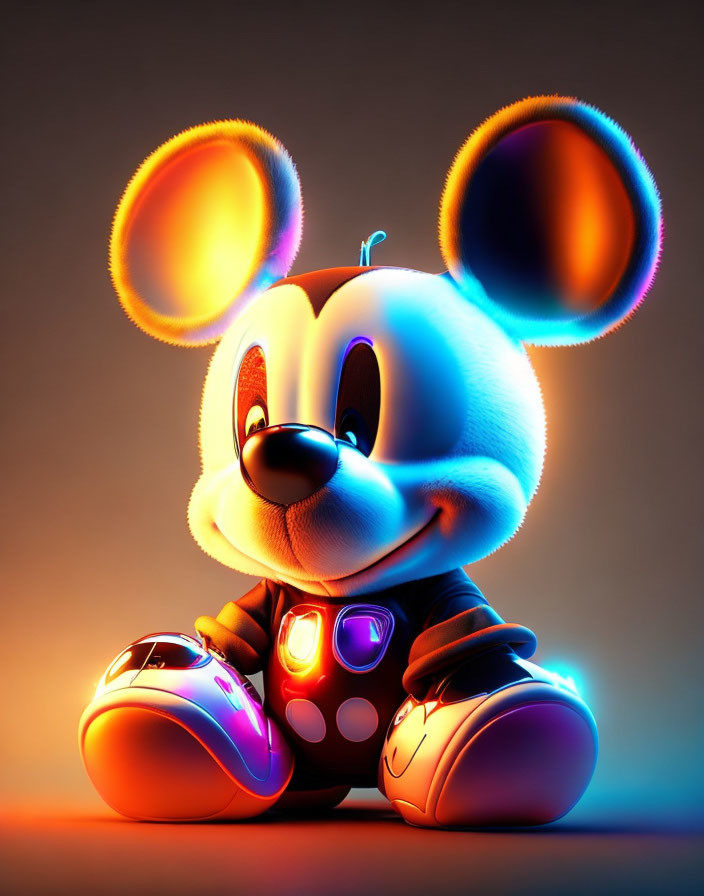 Stylized digital illustration of futuristic cartoon mouse character