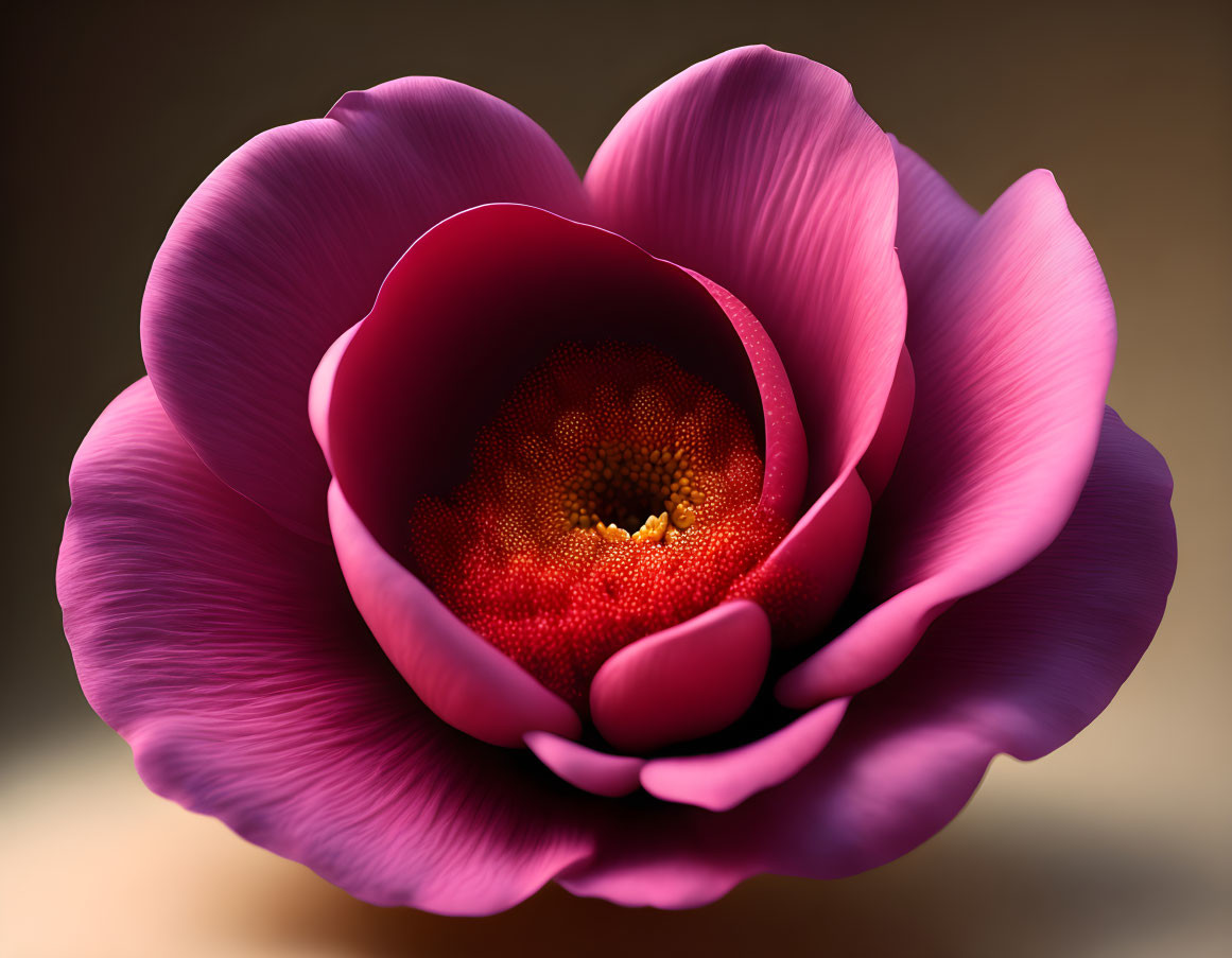 Detailed Close-Up of Vibrant Pink Flower with Textured Center