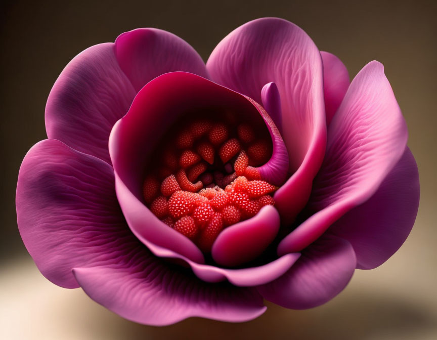 Detailed Close-Up of Vibrant Purple Flower with Red Center