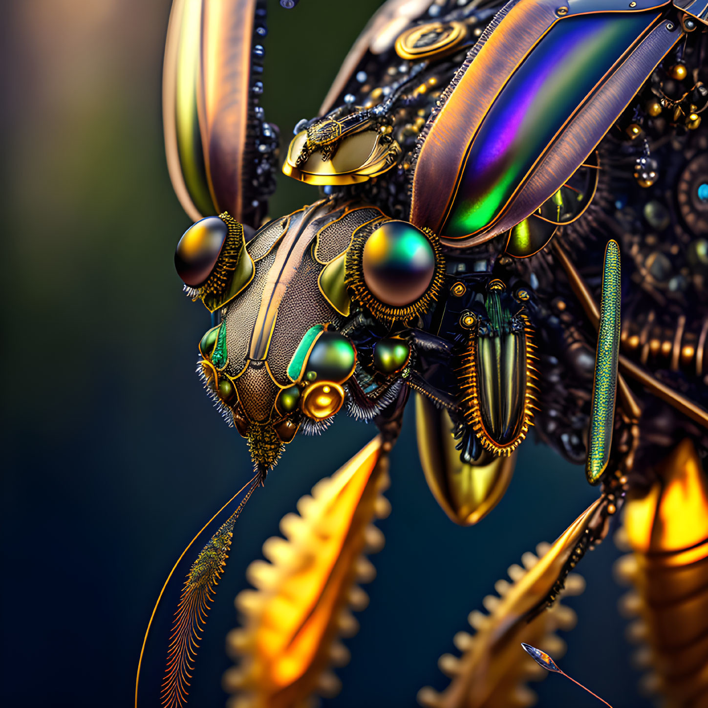 Detailed Metallic Steampunk Insect with Gears and Textures