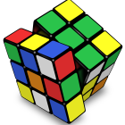Vibrant 3D Rubik's Cube with liquid splashes on dark backdrop