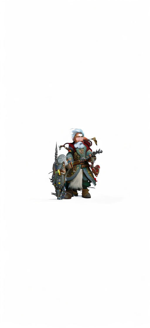Fantasy dwarf character in ornate armor with battleaxe