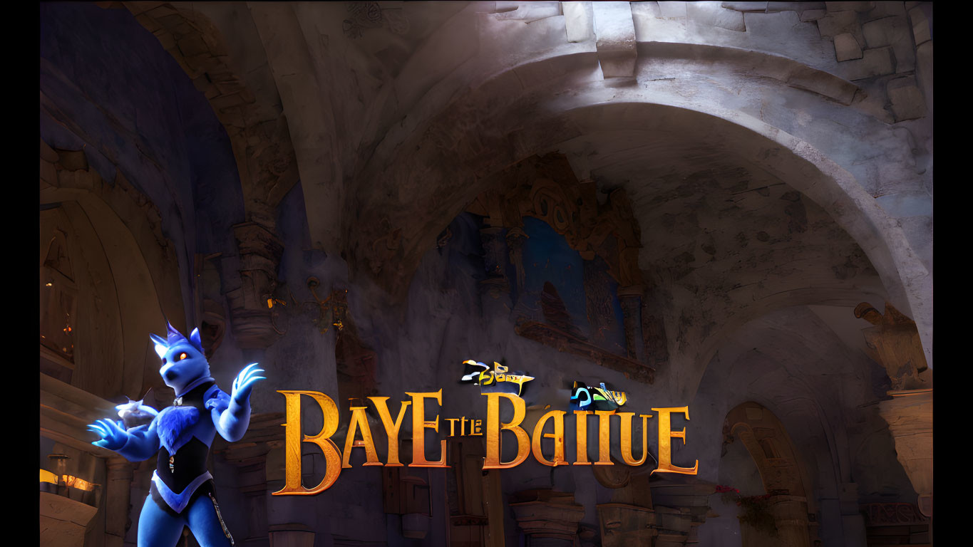 Blue animated character in ornate hall with "Baymax The Series" text.