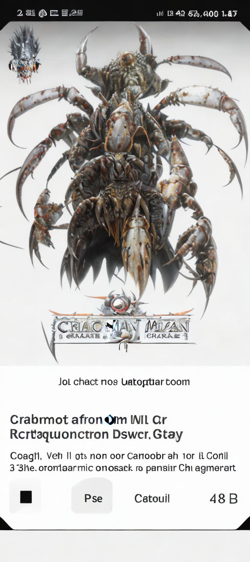 Smartphone displaying live crabs image with glitched text overlay
