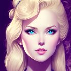 Vibrant digital portrait of woman with stylized hair and bold makeup