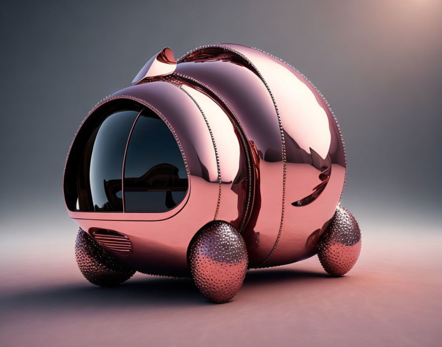 Sleek Pink Spherical Vehicle with Aerodynamic Design