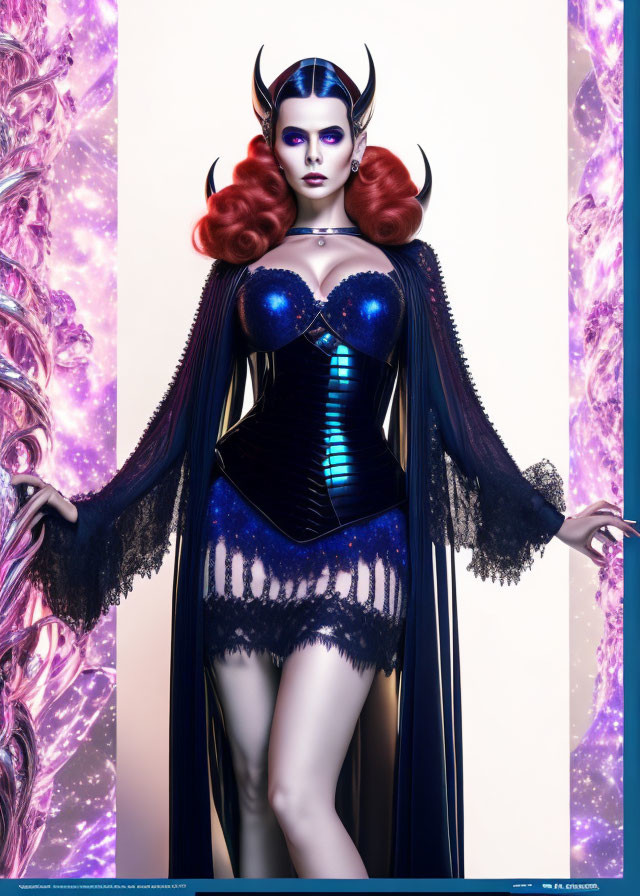 Fantasy Costume Portrait with Horns and Corset