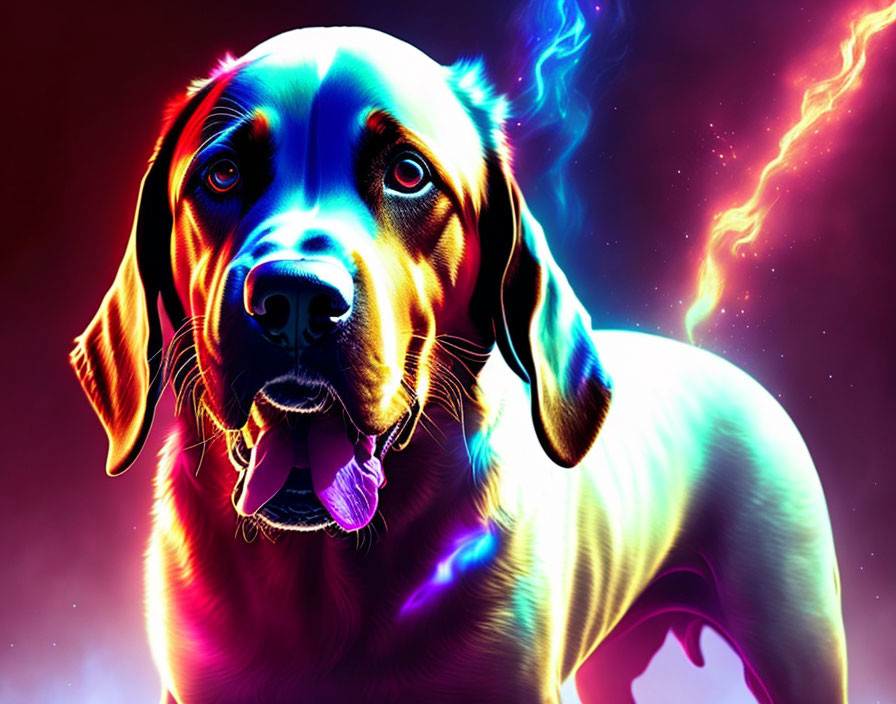 Colorful Labrador Retriever Art in Cosmic Setting