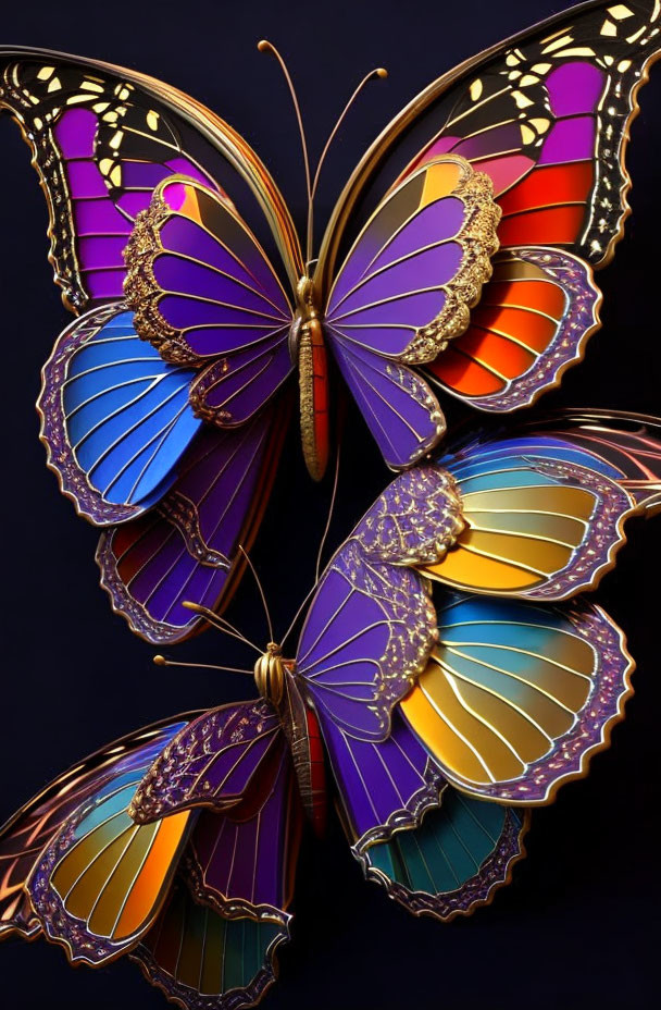 Colorful Butterfly Image with Intricate Patterns and Jewel-Toned Wings