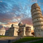 Historic Leaning Tower of Pisa and Cathedral at Sunset