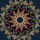 Symmetrical Mandala Digital Art with Blue, Purple, and Gold Patterns