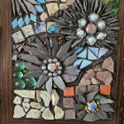 Colorful Mosaic Artwork with Winding Path and Flowers