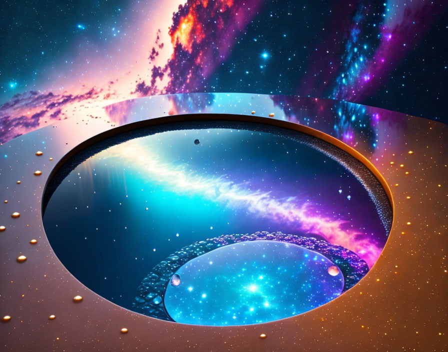 Elliptical Portal with Cosmic Reflections in Water