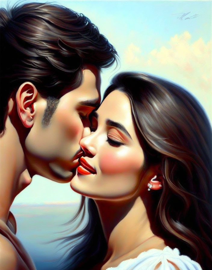 Romantic couple digital painting: love and intimacy portrayed