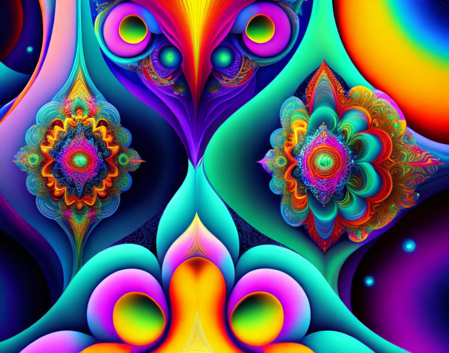 Colorful Symmetrical Fractal Art with Intricate Patterns