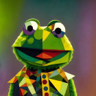 Vibrant geometric Kermit the Frog on blended backdrop