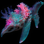 Vibrant Neon Coral-like Structure on Black Background