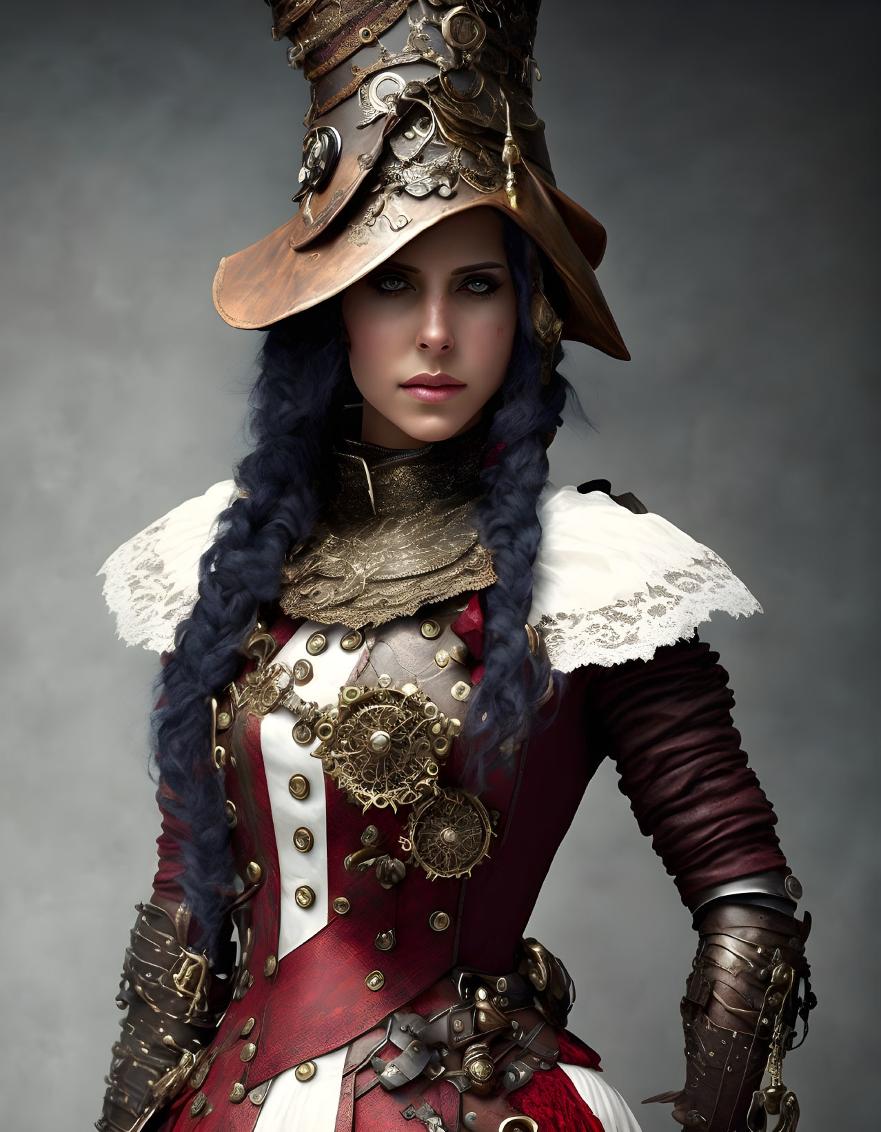 Elaborate Steampunk Costume with Victorian-inspired Outfit