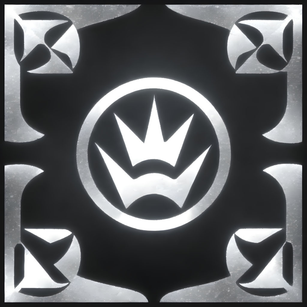 Metallic Emblem with Crown Symbol on Silver Background