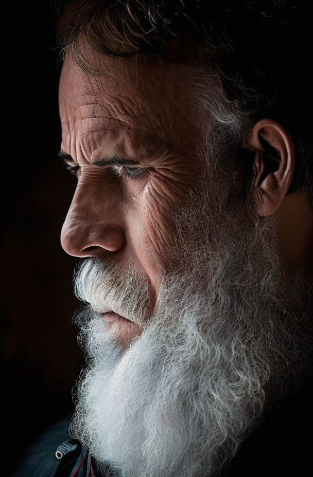 Elderly Man with White Beard and Deep-set Eyes