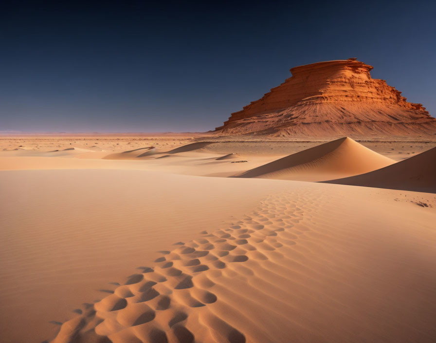 Majestic sandstone formation in desert landscape