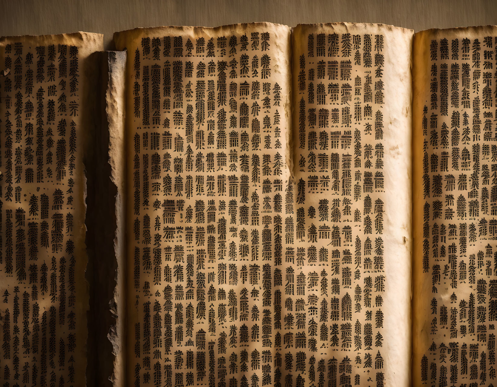 Aged Yellowed Pages with Dense Chinese Characters