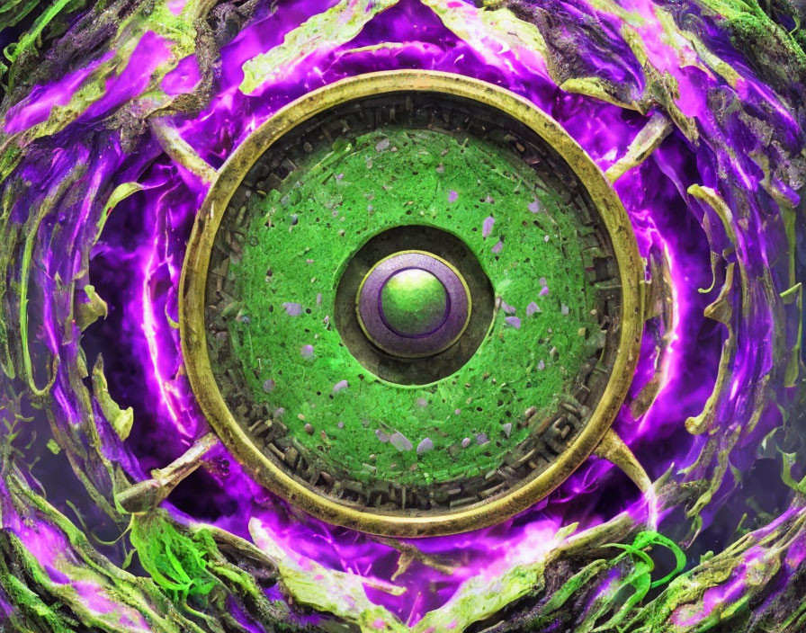 Circular Portal with Green Eye Center & Purple Gold Textures