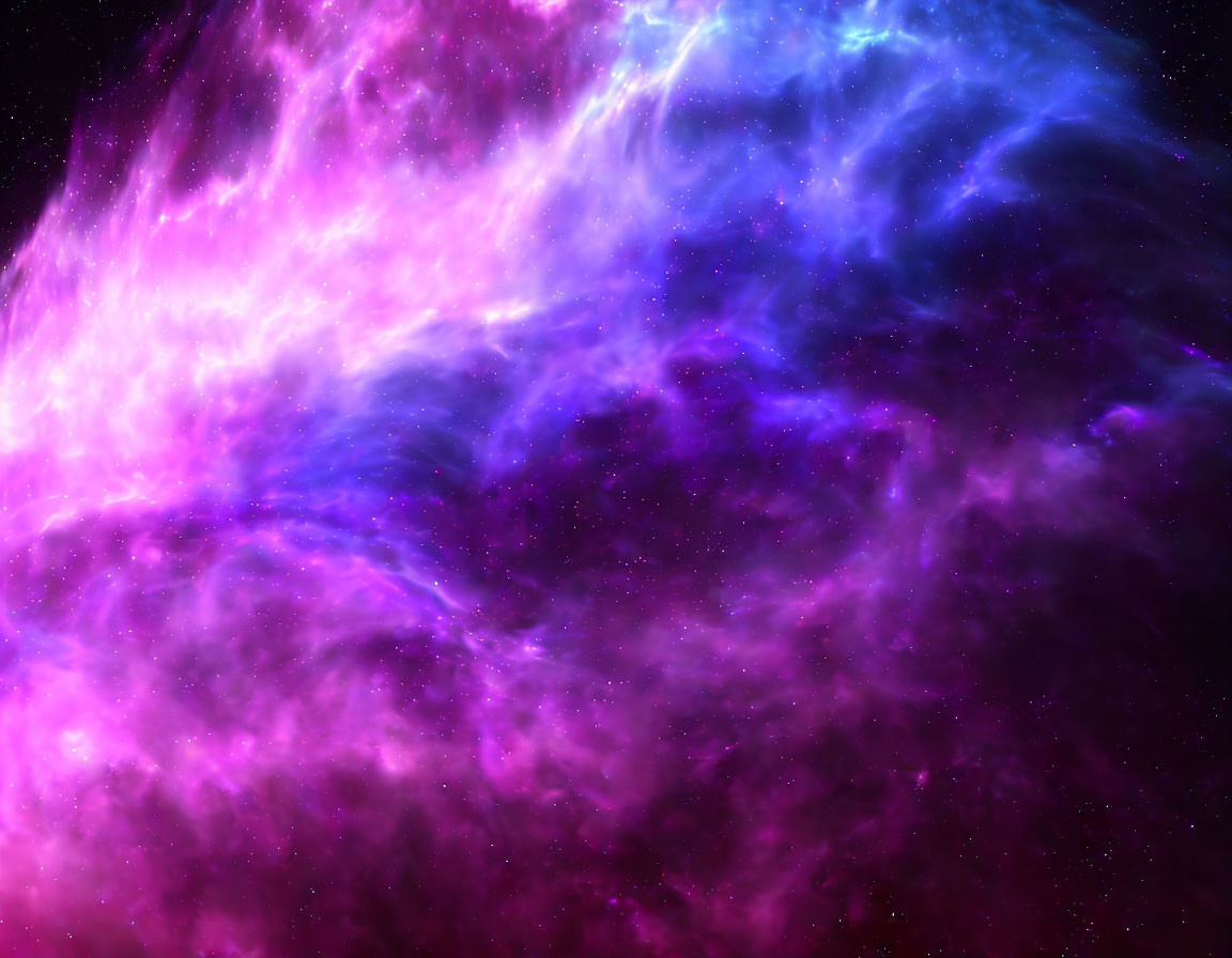 Colorful cosmic image with swirling purple and blue hues resembling a nebula