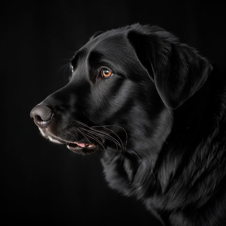 Black Dog with Glossy Fur and Brown Eyes in Close-Up Shot