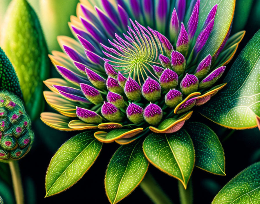 Colorful Digital Art: Fantastical Plant with Intricate Patterns