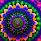 Colorful Symmetrical Mandala Artwork with Psychedelic Aesthetic