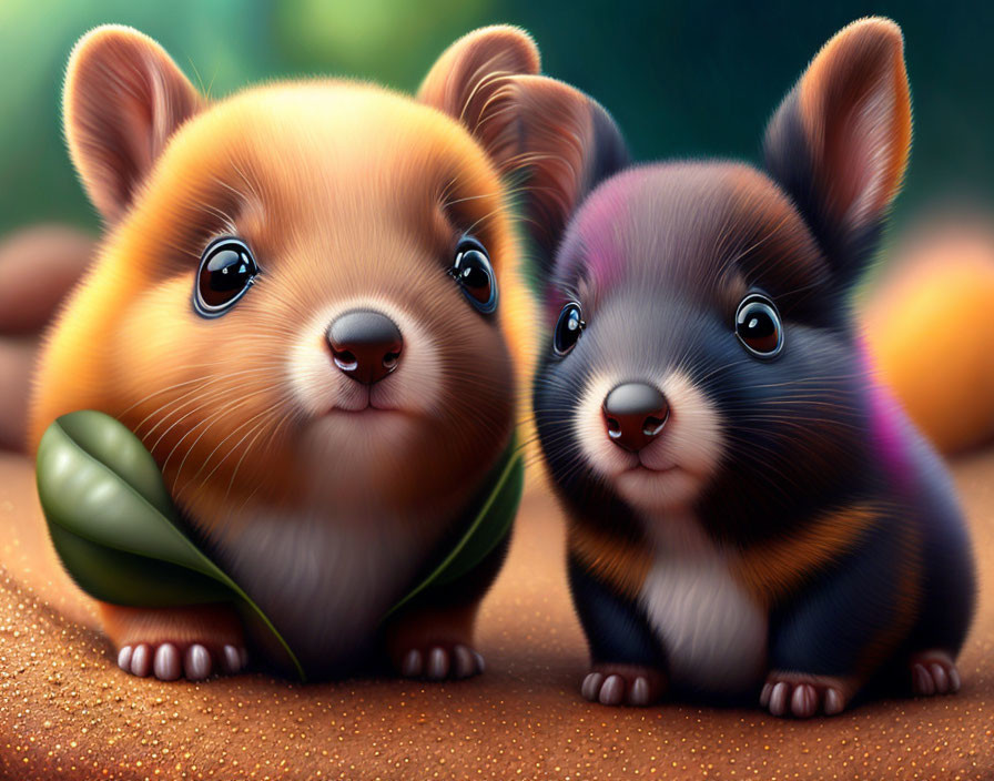 Colorful Cartoon-Style Rodents with Expressive Eyes