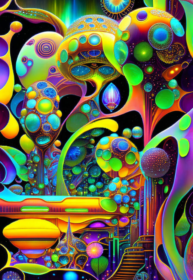 Colorful Psychedelic Abstract Artwork with Swirling Patterns