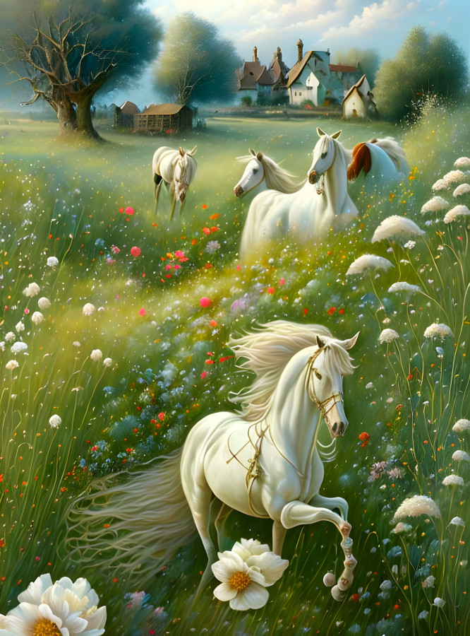 horses in the grass