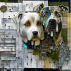 Steampunk style digital art: Two dog faces with mechanical elements