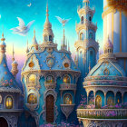 Whimsical Landscape with Colorful Fairy-Tale Houses