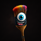 Paintbrush Character Illustration with Eye, Mouth, Belt, and Tiny Paintbrush