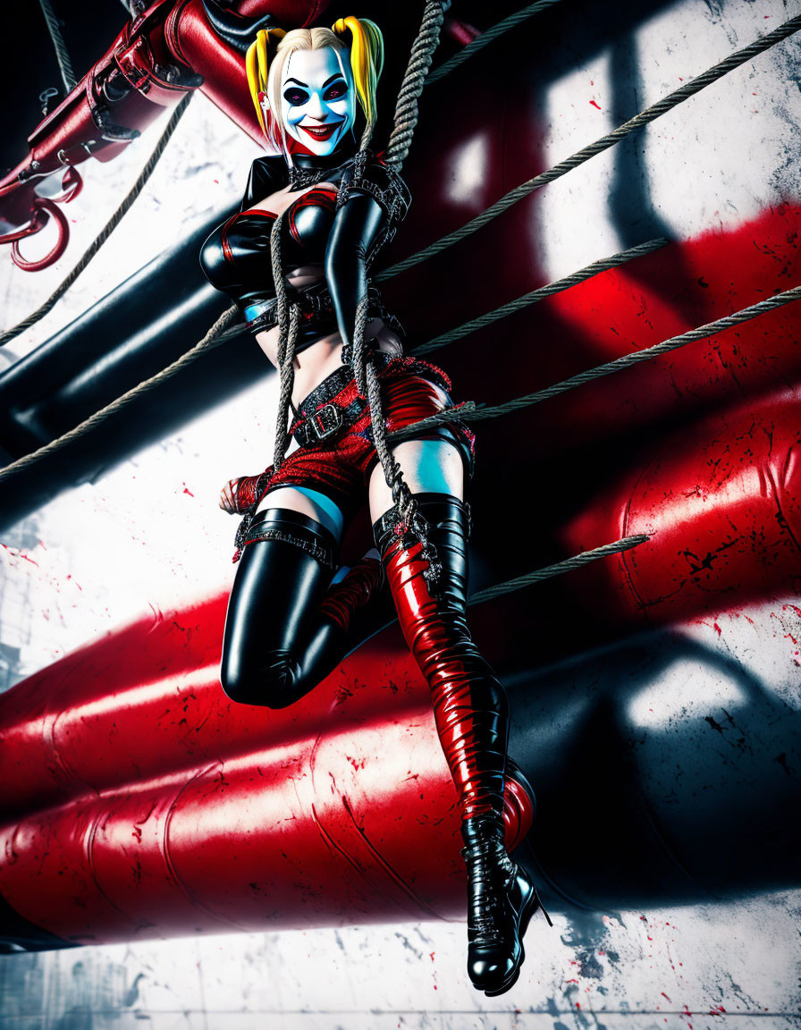 Stylized Harley Quinn artwork with playful expression