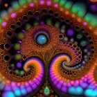 Colorful Psychedelic Fractal Image with Spiraling Motif