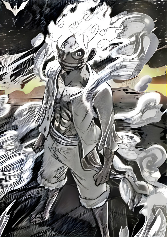 Gear 5 Luffy in Black and White