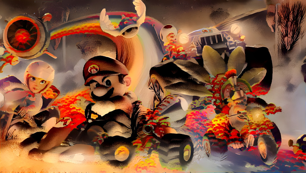 Super Mario Cart Old Japan Art