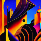 Colorful Abstract Painting: Surreal Architecture & Bold Colors